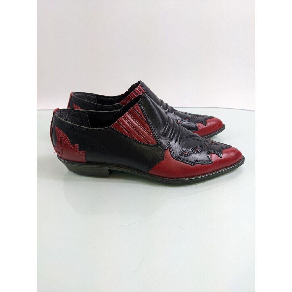 Vintage Mootsies Tootsies Houston Cowboy Leather Boots Women's 7.5 Red‎ Black